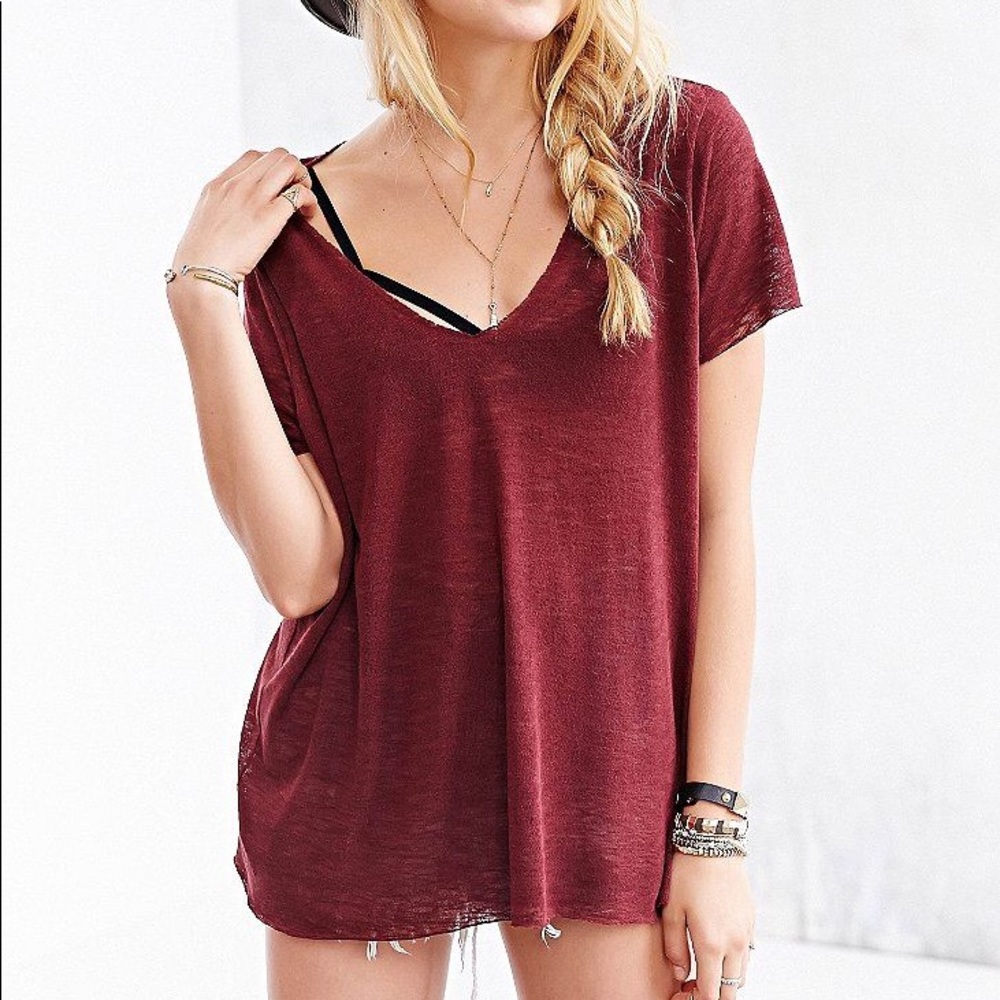 Project Social T textured knit v neck tee